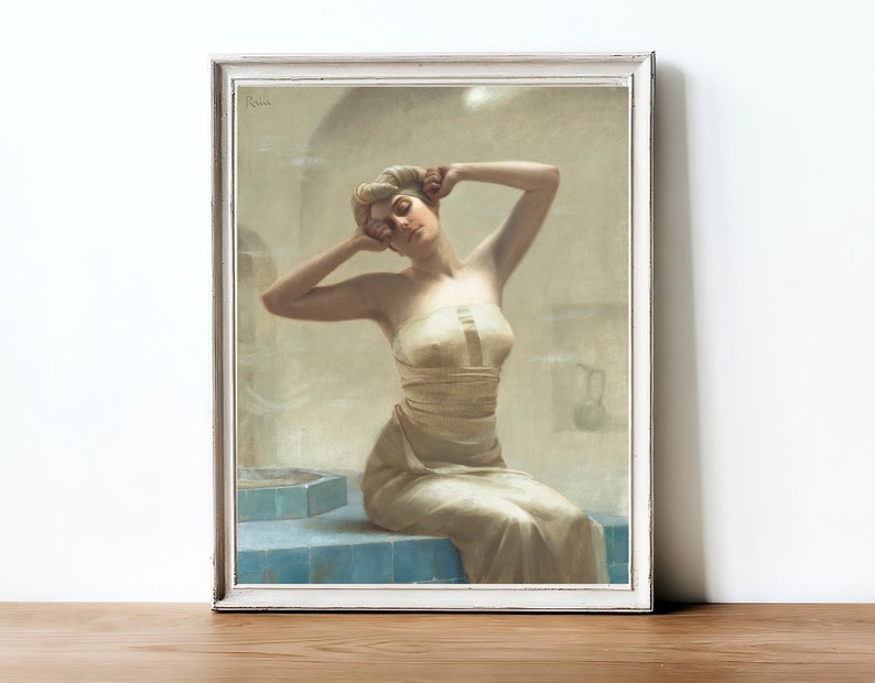 CANVAS ART PRINT Woman at the Bath Oil Painting Female Figurative Wall