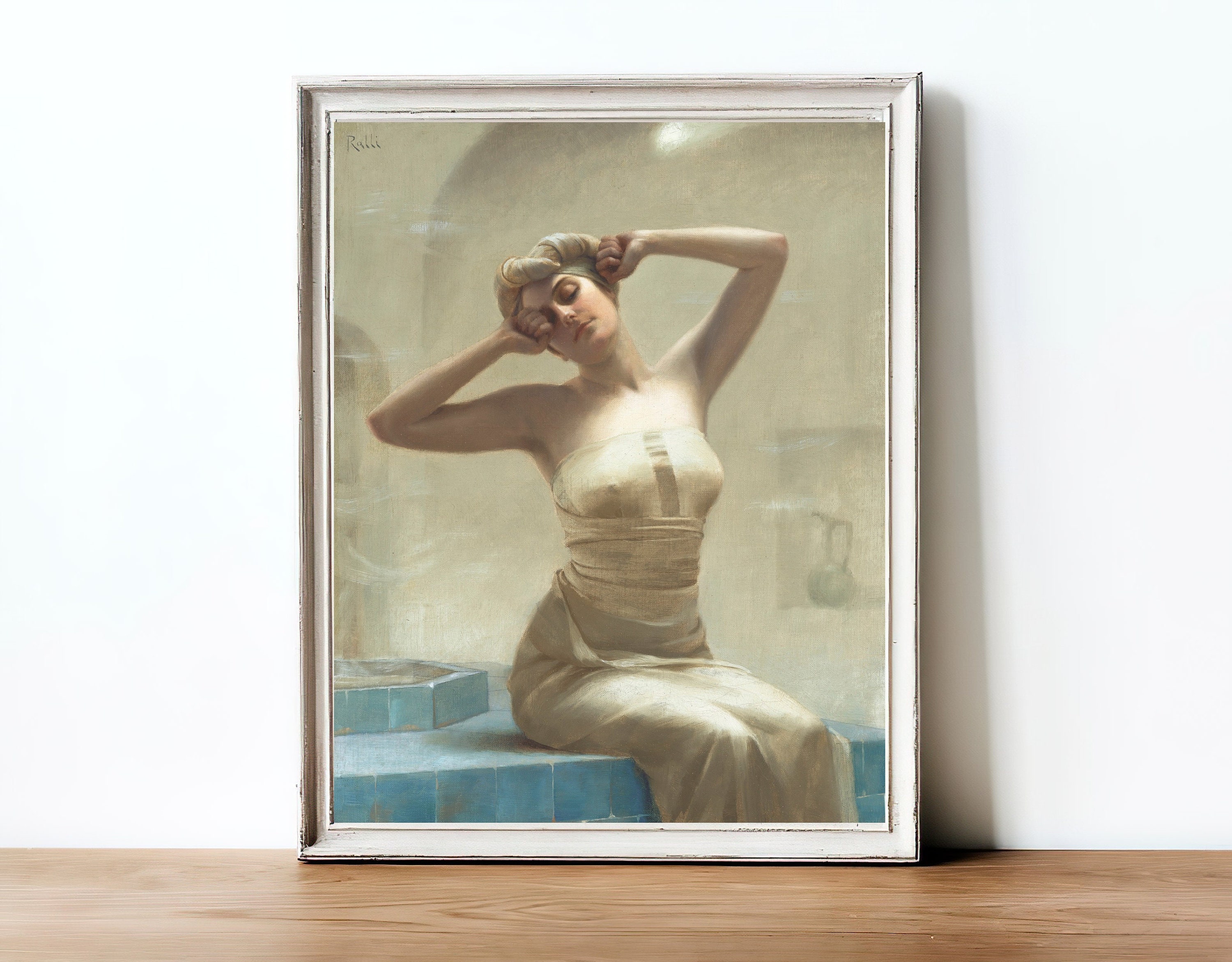 CANVAS ART PRINT Woman at the Bath Oil Painting Female Figurative Wall ...