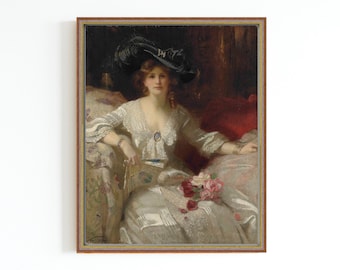 CANVAS ART PRINT | The Fair Lady Oil Painting | Vintage Bridal Dress Print | Antique Woman Portrait | Victorian Woman Portrait | Female Art