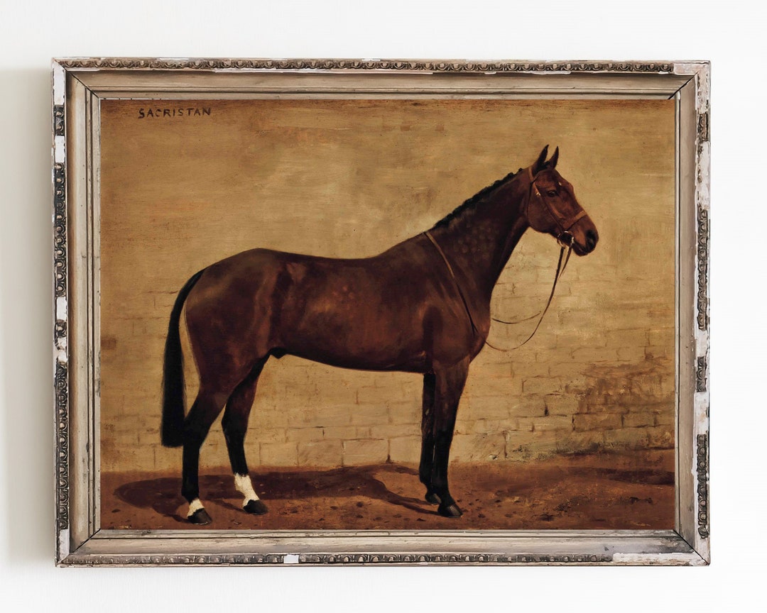 Vintage Horse Oil Painting Canvas Print | Equestrian Wall Art - Etsy