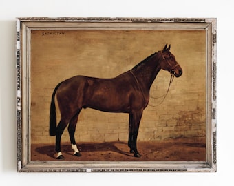 CANVAS ART PRINT | Vintage Horse Oil Painting | Horse Print | Equestrian Art Print | Horse Drawing | Farmhouse Wall Art | Vintage Prints