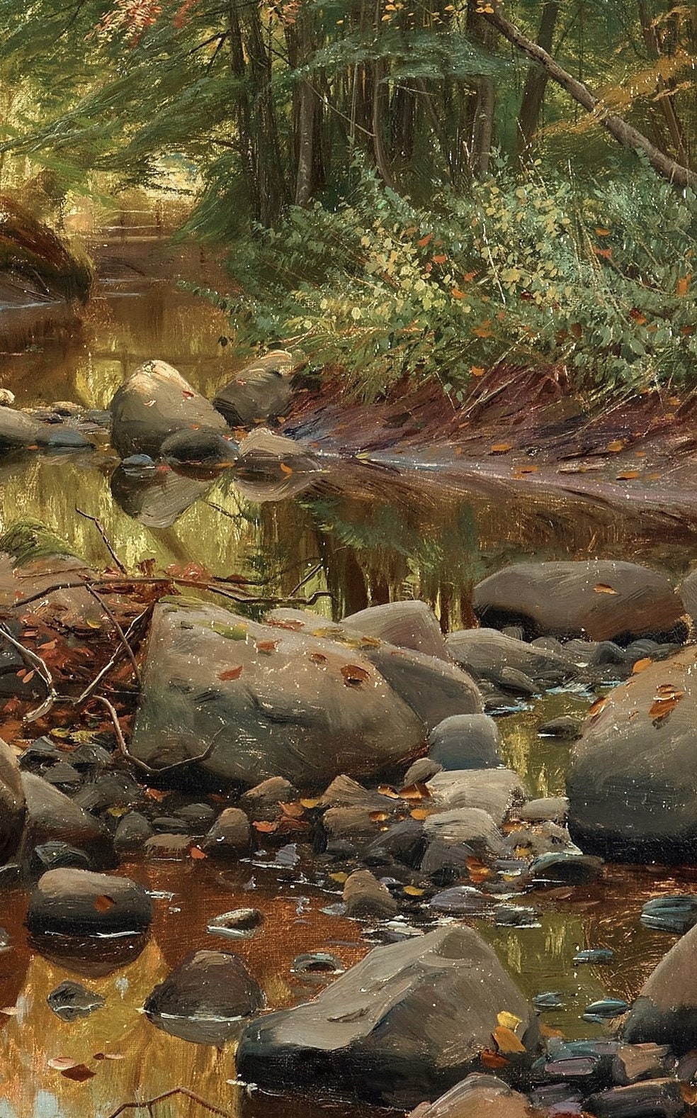 CANVAS ART PRINT Vintage Classic Landscape Wall Art Print Stream in the