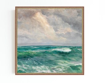 Vintage Adriatic Sea Canvas Art Print | Stormy Seascape Painting