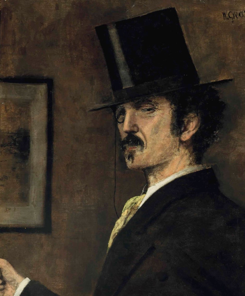 PRINTABLE ART Vintage Portrait of a Man in Top Hat Oil - Etsy