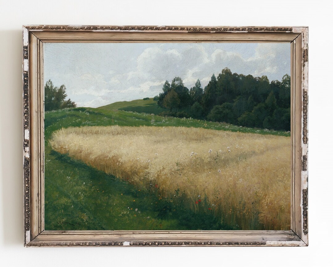 buy-vintage-oatfield-landscape-painting-rustic-meadow-art-digital