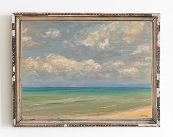 Vintage Seascape Canvas Art Print | Coastal Beach Decor