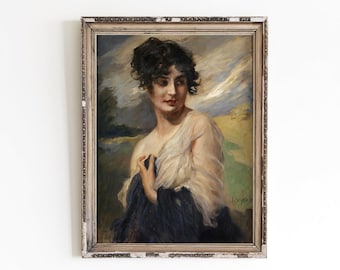 Vintage Woman Portrait Canvas Art Print | Classic Oil Painting