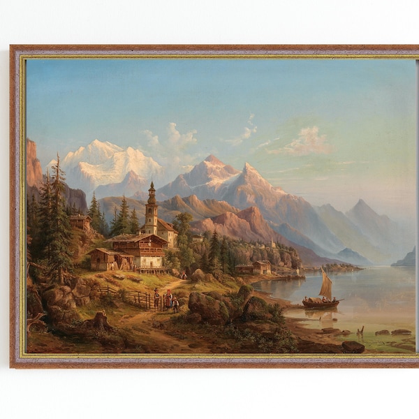 Antique Mountain Oil Painting Etsy