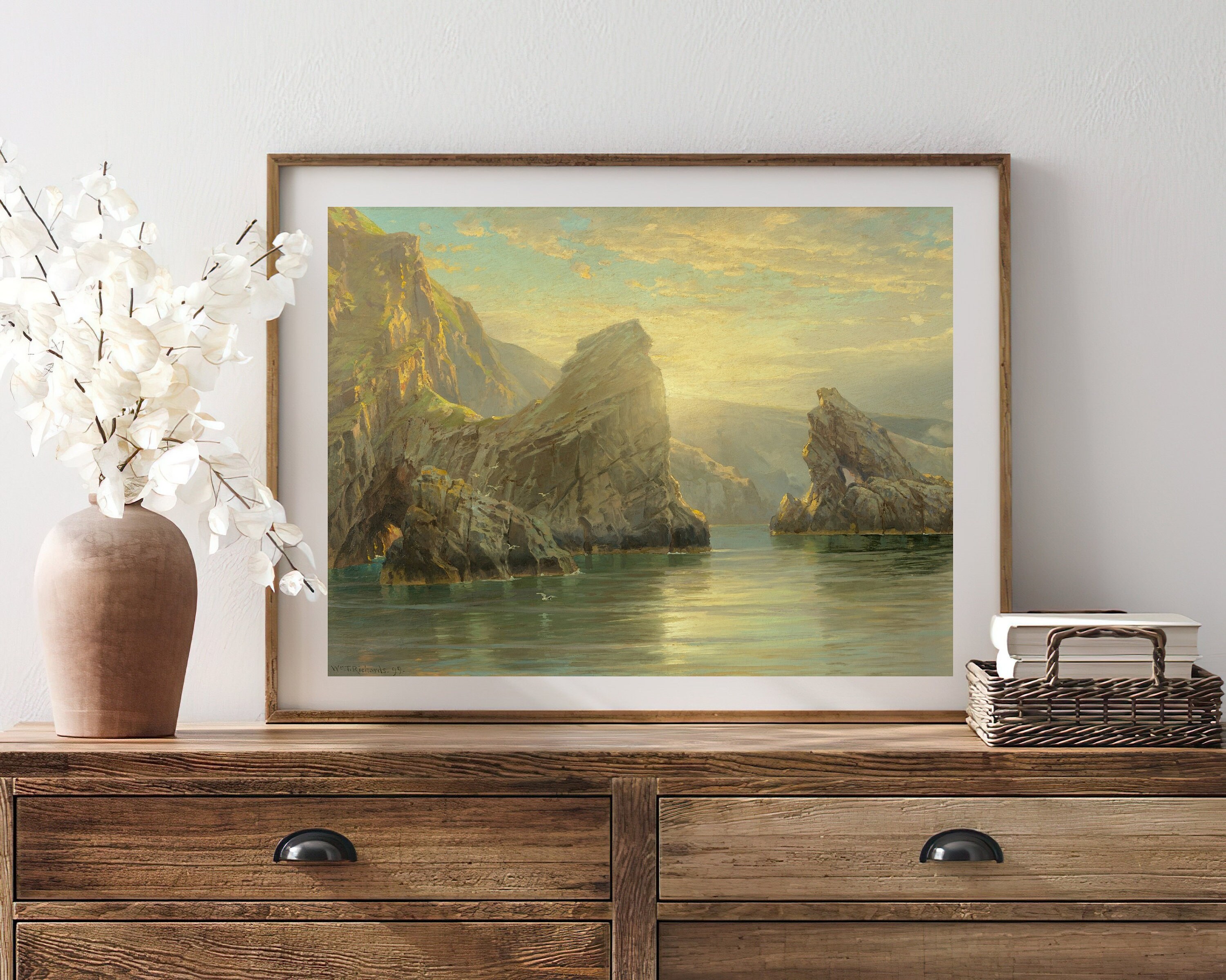 CANVAS ART PRINT | Vintage Sea Cliffs Wall Art Print | Seashore Home ...
