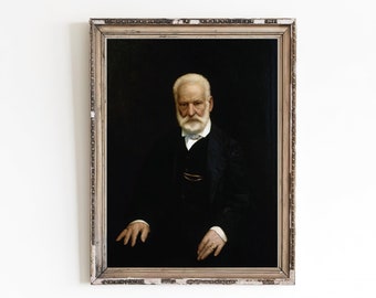 May include: A framed portrait of a man with a white beard and mustache. He is wearing a dark suit and a white shirt with a bow tie. The portrait is set against a dark background.