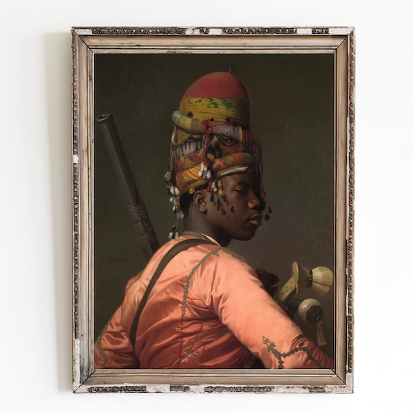 LEINWAND KUNSTDRUCK | A Bashi-Bazouk Portrait Kunstdruck | Antiker Soldat Portrait Wohnkultur | Osmanische Soldaten Öl Portrait Gemälde