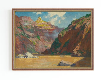 Impresión artística vintage en lienzo del Gran Cañón / Paisaje de Arizona