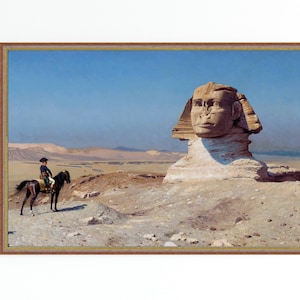 CANVAS ART PRINT | Napoleon and the Sphinx Vintage Painting | 19th Century Egypt Painting | Historical Portrait Of Napoleon Bonaparte