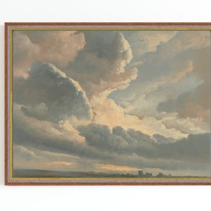 CANVAS ART PRINT | Vintage Clouds Painting | Nursery Wall Art | Cloud Print | Antique Blue Sky Oil Painting | Classic Landscape Artwork