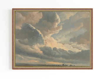 CANVAS ART PRINT | Vintage Clouds Painting | Nursery Wall Art | Cloud Print | Antique Blue Sky Oil Painting | Classic Landscape Artwork