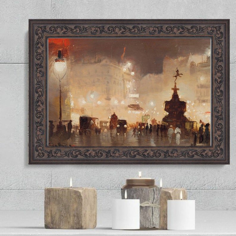CANVAS ART PRINT Piccadilly Street at Night Oil Painting London at