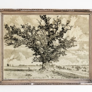 PRINTABLE ART | Vintage Tree Drawing | Antique Tree Sketch | Classic Art | Old Lonely Tree Artwork | Minimalist Wall Art Print | Neutral Art