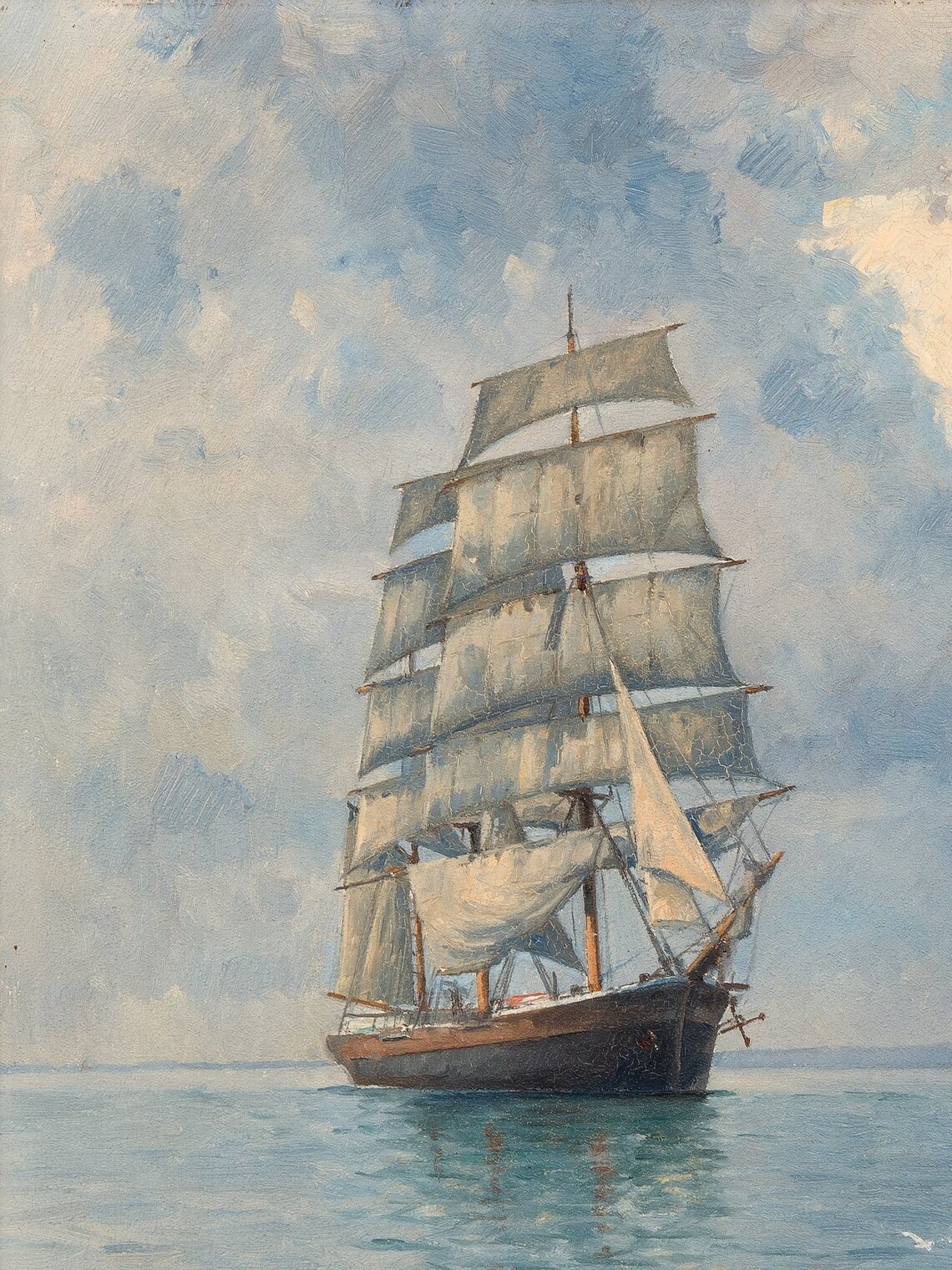 CANVAS ART PRINT Vintage Ship Wall Art Print Sailing Yacht Under Sail