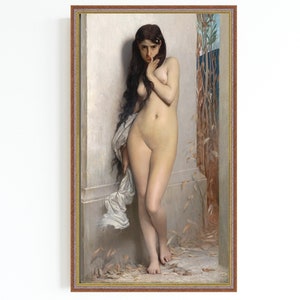 CANVAS ART PRINT | Vintage Naked Woman Wall Art Print | Female Figurative Home Decor | Classic Woman Portrait | Woman Body Artwork