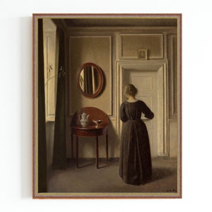 CANVAS ART PRINT | Vintage House Interior Art Print | Scandinavian 19th Century Interior Painting | Classic Home Decor | Living Room Art