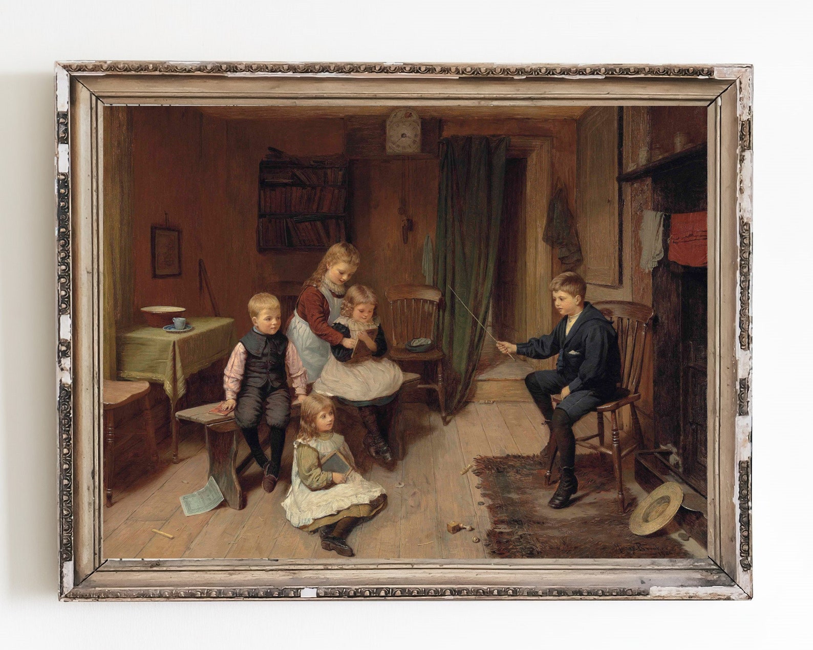 PRINTABLE ART | Vintage Children Playing Oil Painting | Kids Room Wall