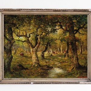 PRINTABLE ART | Vintage Forest Wall Art | Autumn Forest Oil Painting | Antique Landscape Painting | Woodland Art Print | Fall Nature Art