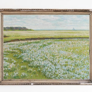 CANVAS ART PRINT | Vintage Wild Flowers Field Wall Art Print | Meadow Home Decor | Landscape Oil Painting | Countryside Artwork | Summer Art