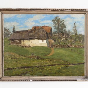 DRUCKBARE KUNST | Vintage Landhaus Wand Kunst | Cottage Ölgemälde | Bauernhaus Dekor | Ländliche Landschaft | Landschaftskunstwerk