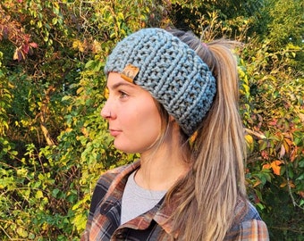 Women's Knitted Headband, Chunky Knit Headband, Textured Cozy Earwarmer, Womens Headband, Wool Winter Headband, Hiking Running Headband