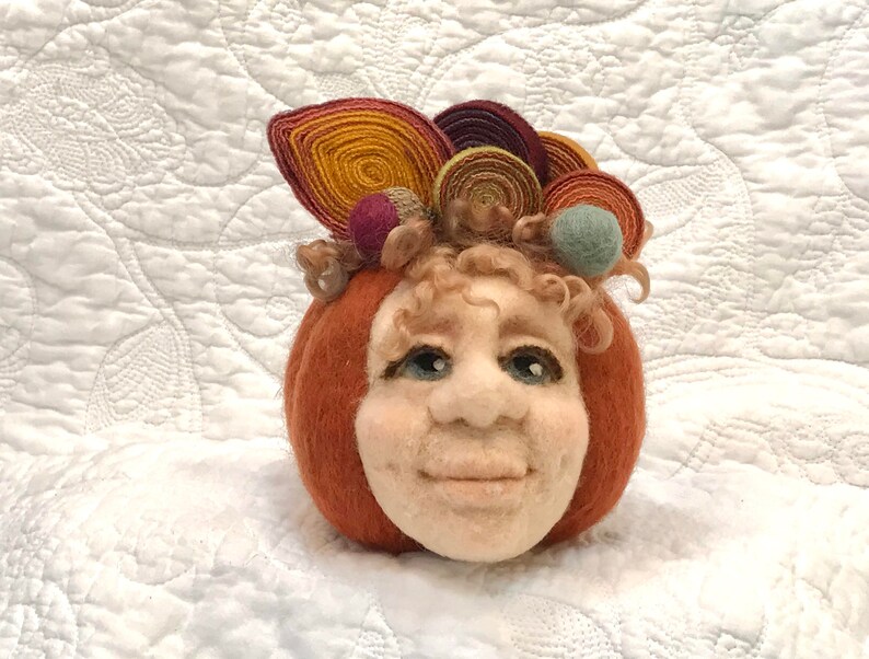 Needle Felted Pumpkin Face Etsy