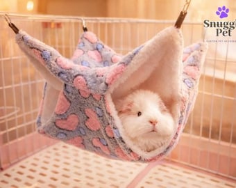 Flauschige Fleece Hängematte: Doppel, Kuscheliger Unterschlupf für Kleintiere, Meerschweinchen, Ratten, Chinchilla, Degus, Hamster,