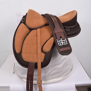New Treeless Freemax Synthetic Horse Saddle with Girth And Stirrups Brown Size 13&quot; to 18&quot;