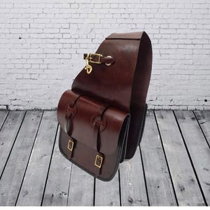 Sacoche De Selle Western Ridex - Cuir Véritable Pour Cheval - Trail Horse