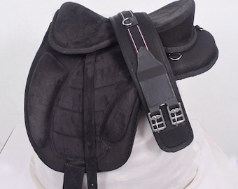 Selle De Saut Synthétique Légère - Taille 14 à 18 Pouces - Noire / Jaune / Rouge