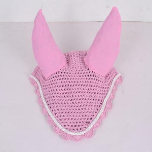 New horse fly veil Ear net Bonnet Handmade Light Pink Full Size