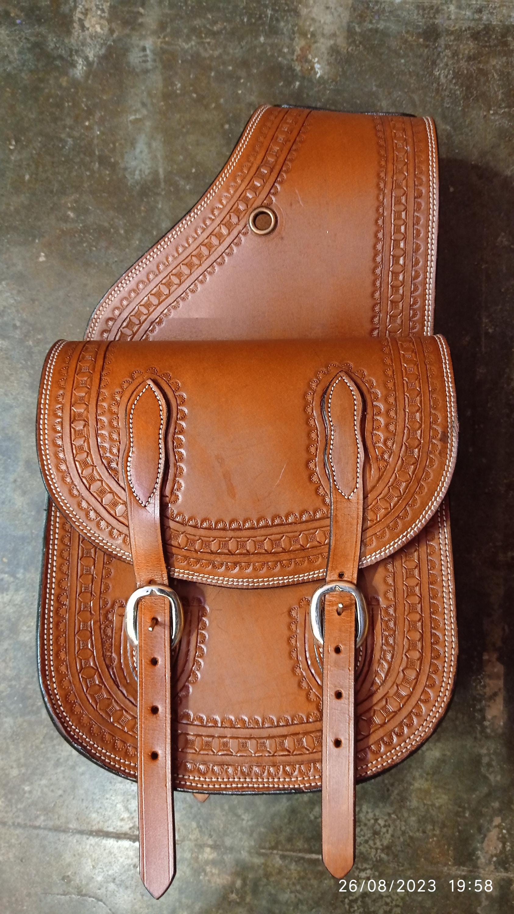 HILASON Sac de selle de cheval en cuir souple marron