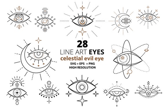 picture Evil Eye Line Drawing celestial line art eye svg evil eye set eye clipart eyes svg etsy
