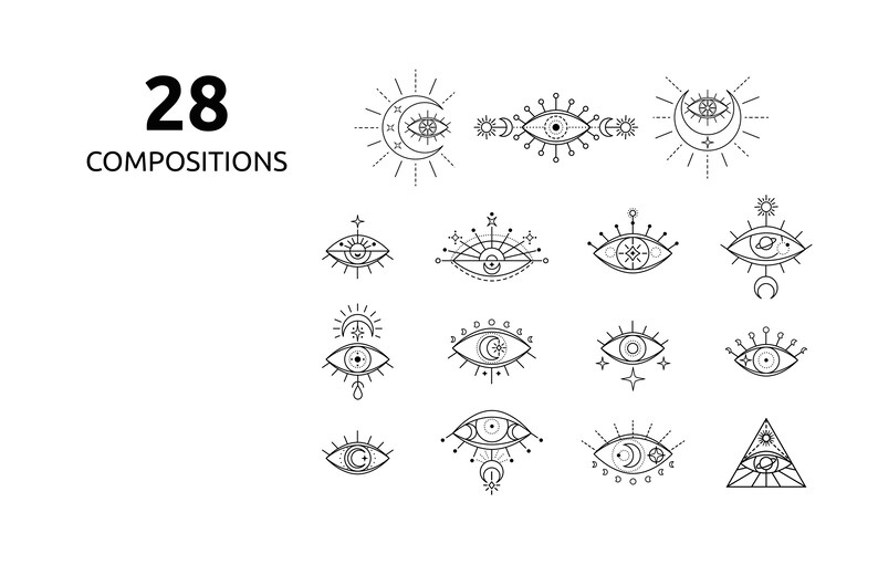 Celestial line art Eye svg Evil eye set Eye Clipart Eyes SVG | Etsy