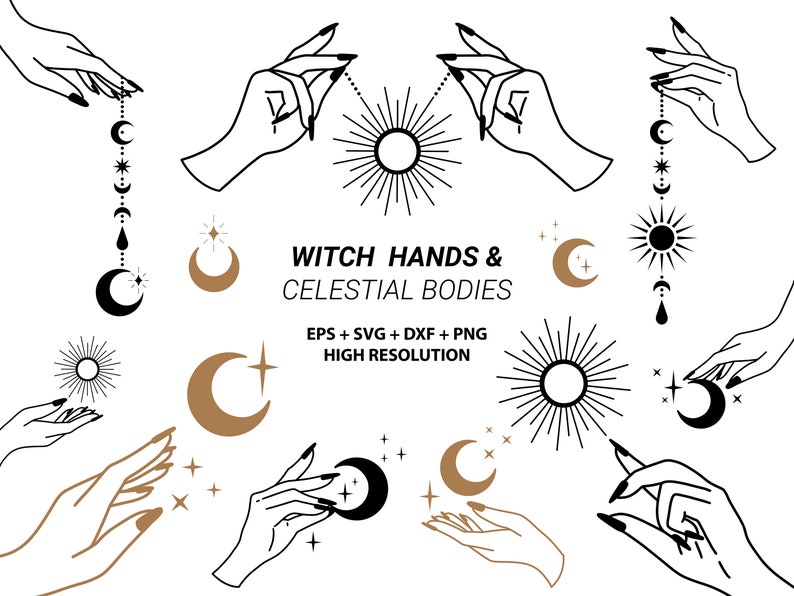 Download Moon Clipart Set Hand Png Eps Mystical Svg Files Celestial Svg Clipart Crescent Moon Png Svg Sun Vector Witch Hands Svg Clip Art Art Collectibles Gkjwonosari Com