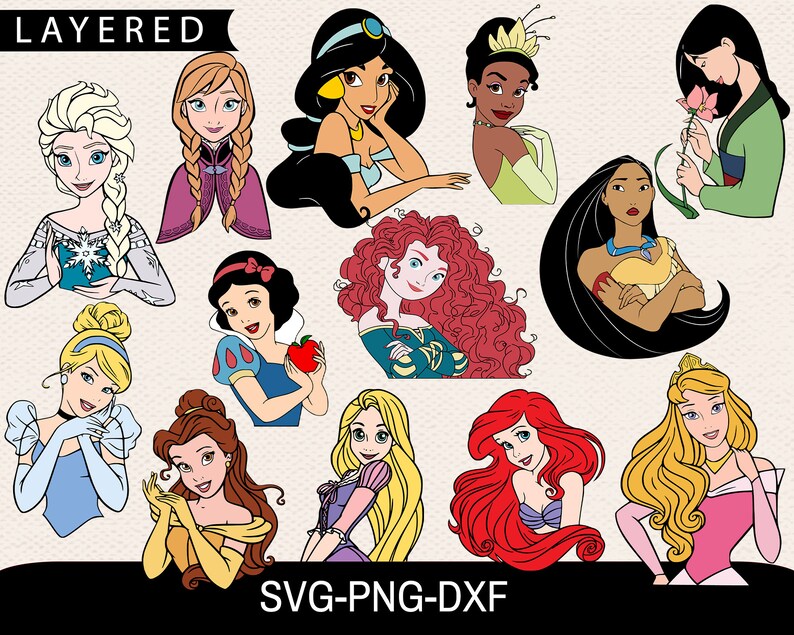 Download Clip Art Princess Svg Tiana Svg Princesses Svg Bundle Cricut Files Belle Svg Disney Princess Svg Bundle Mulan Svg Ariel Svg Disney Svg Art Collectibles