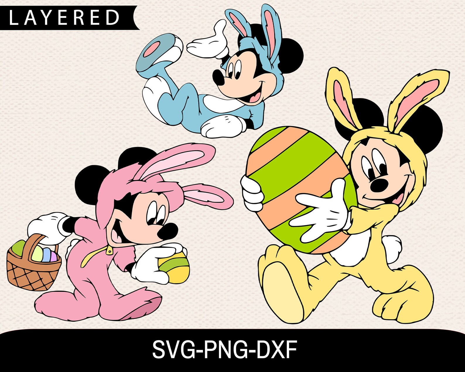 Mickey Bunny Easter SVG Bundle Easter Svg Disney Easter Svg | Etsy