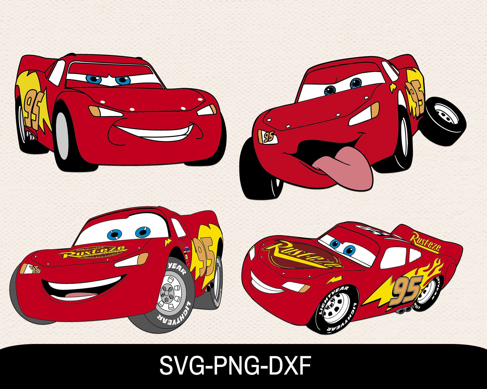 Lightning McQueen Svg Bundle Lightning Svg Disney Cars Svg Etsy