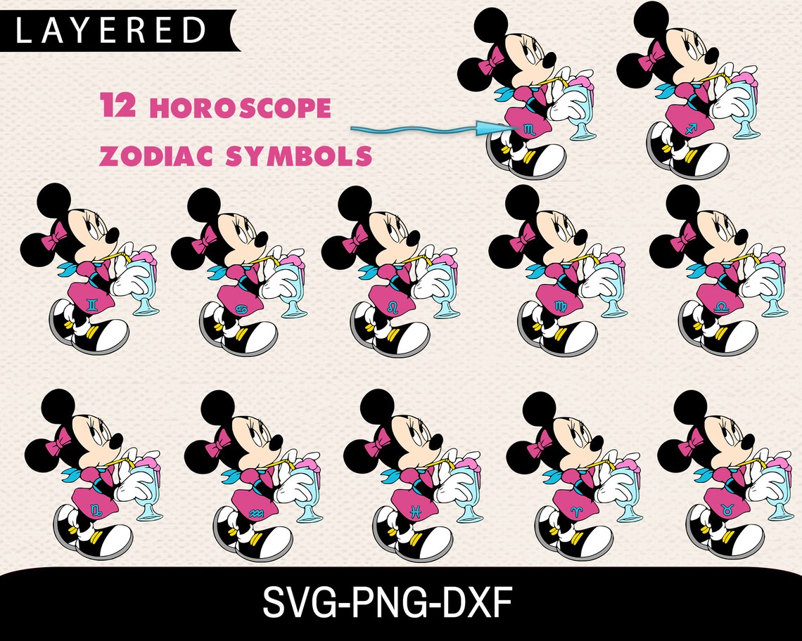 Disney Zodiac Svg Minnie Svg Zodiac Symbols svg Disney Svg Etsy