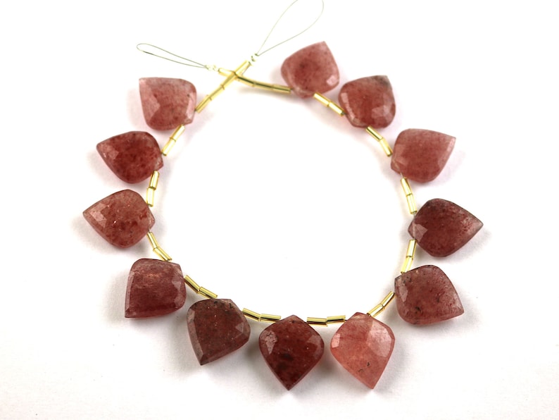 Jewelry Making Beads Strand Gemstone Side Drill Beads Strand Strawberry Quartz Fancy Brioeltte 17x15mm Calibrated Size Beads Strand