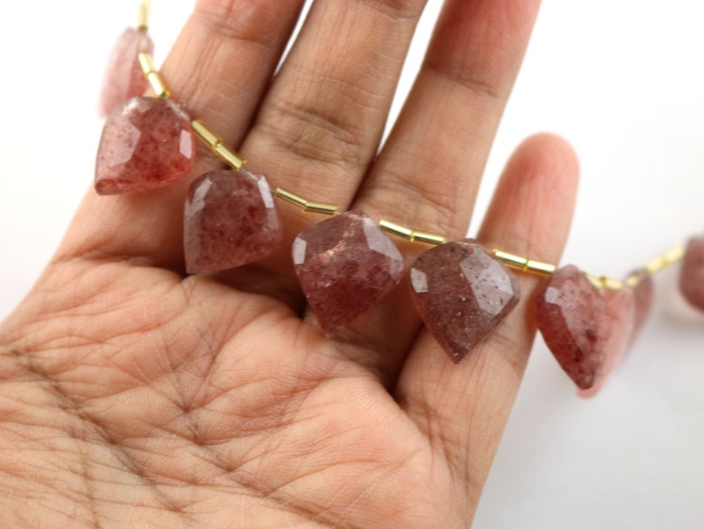 Jewelry Making Beads Strand Gemstone Side Drill Beads Strand Strawberry Quartz Fancy Brioeltte 17x15mm Calibrated Size Beads Strand