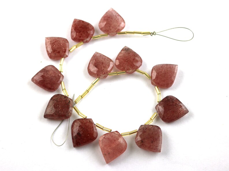 Jewelry Making Beads Strand Gemstone Side Drill Beads Strand Strawberry Quartz Fancy Brioeltte 17x15mm Calibrated Size Beads Strand