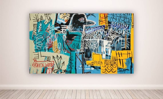 Jean Michel Basquiat Bird On Money Canvas Wall Art Etsy