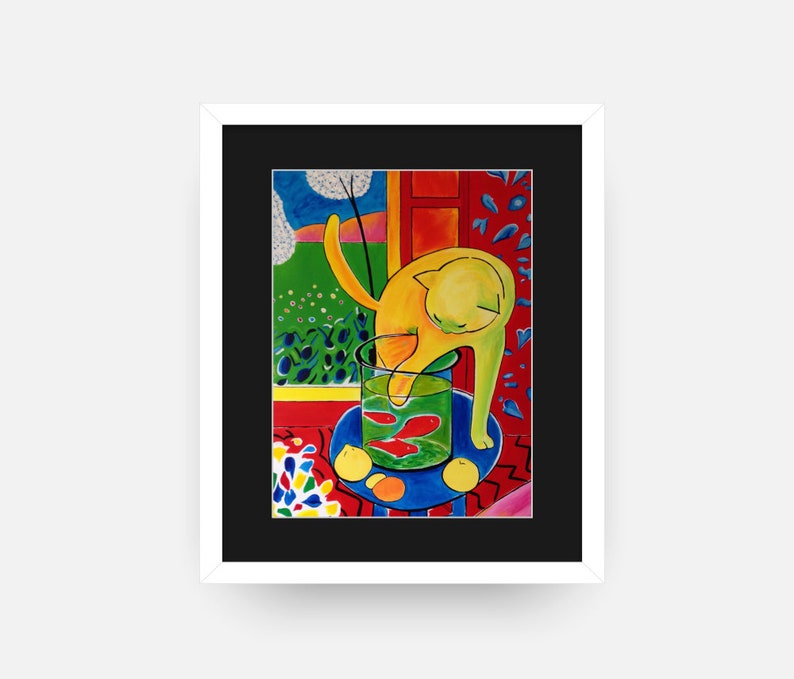 Henri matisse the cat with red fish framed photo print etsy