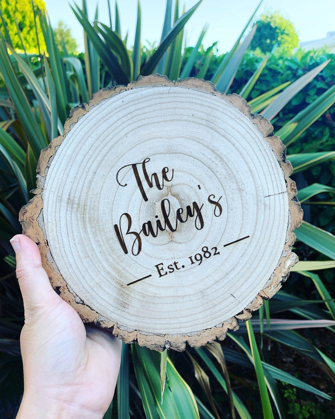 Rustic Log Slice Wedding Day Wooden Gift Rustic Log Slice Gift Engagement Gift ...
