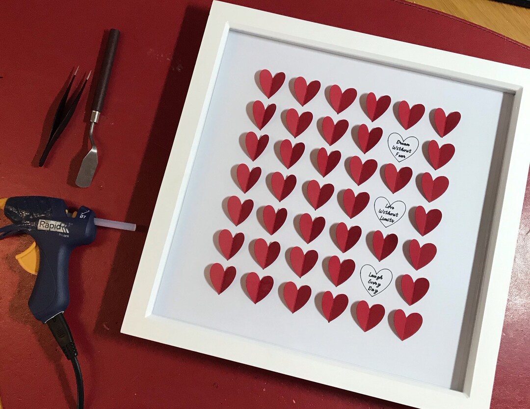 Handmade 3D Hearts Shadow Box Frame Unique Wall Art Paper Hearts - Etsy UK
